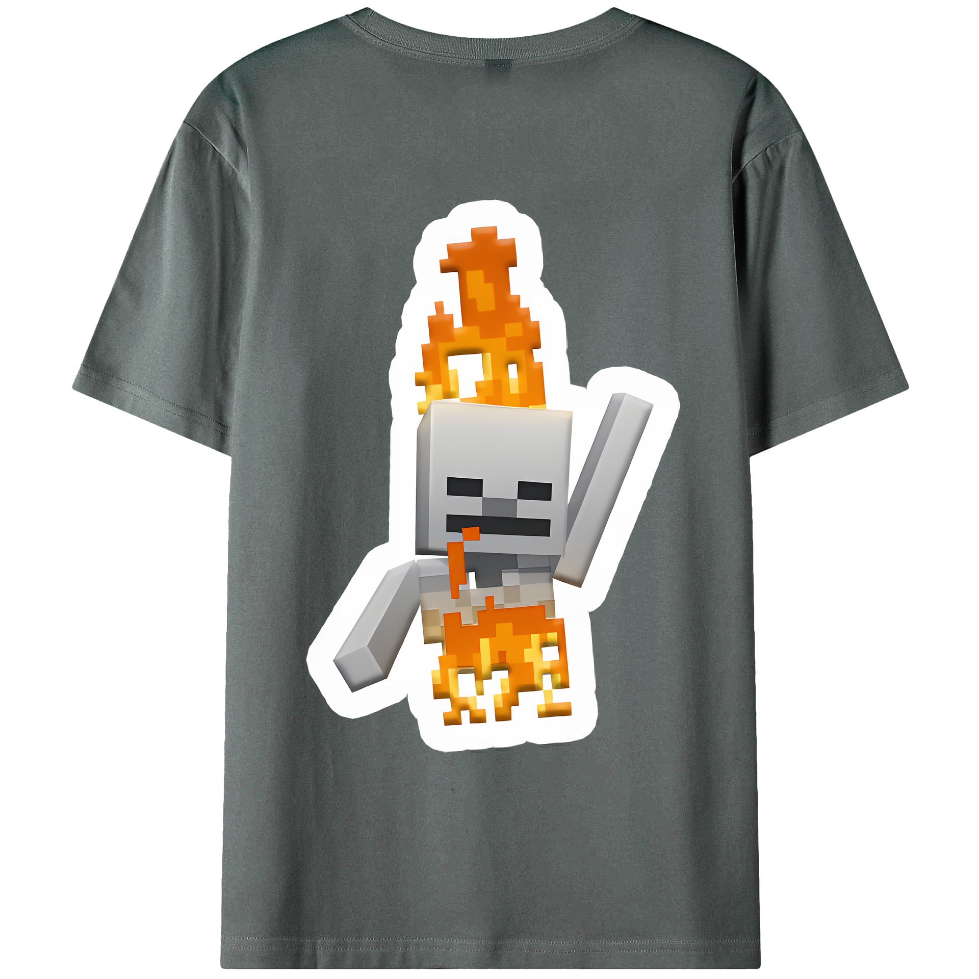 （画像用） マインクラフト ブロックの世界 Minecraft MC Block world 綿100％ メンズ半袖Tシャツ（バックプリント） 通気性